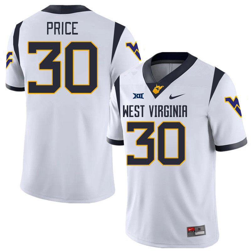 #30 Judah Price West Virginia Mountaineers College 2024 New Uniforms Football Jerseys Stitched Sale-White